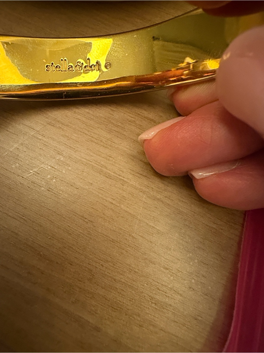 Stella & Dot Gold and White Geometric Enamel Bracelet - Picture 2 of 5
